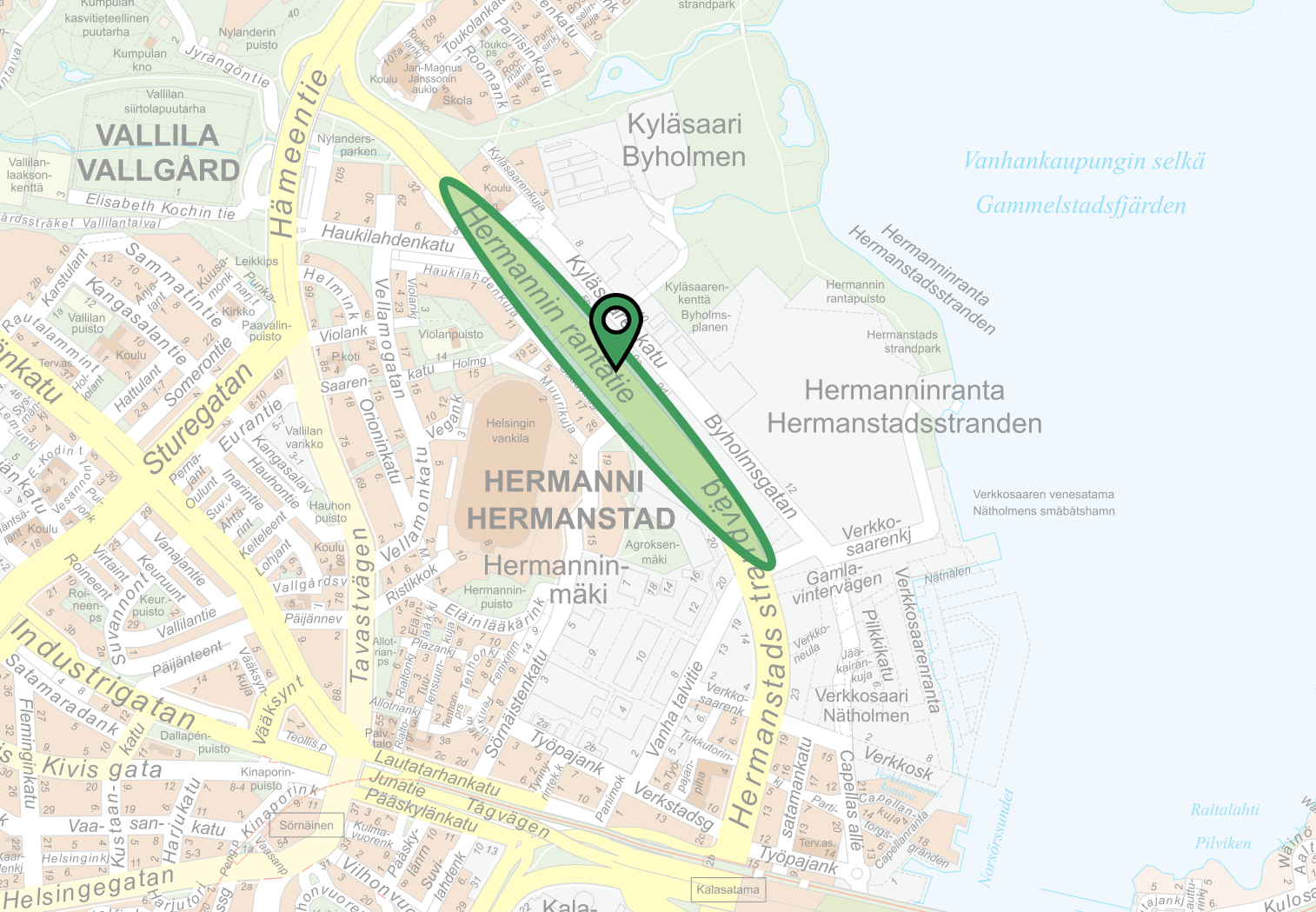 Pohjatutkimusalue Hermannin rantatiellä