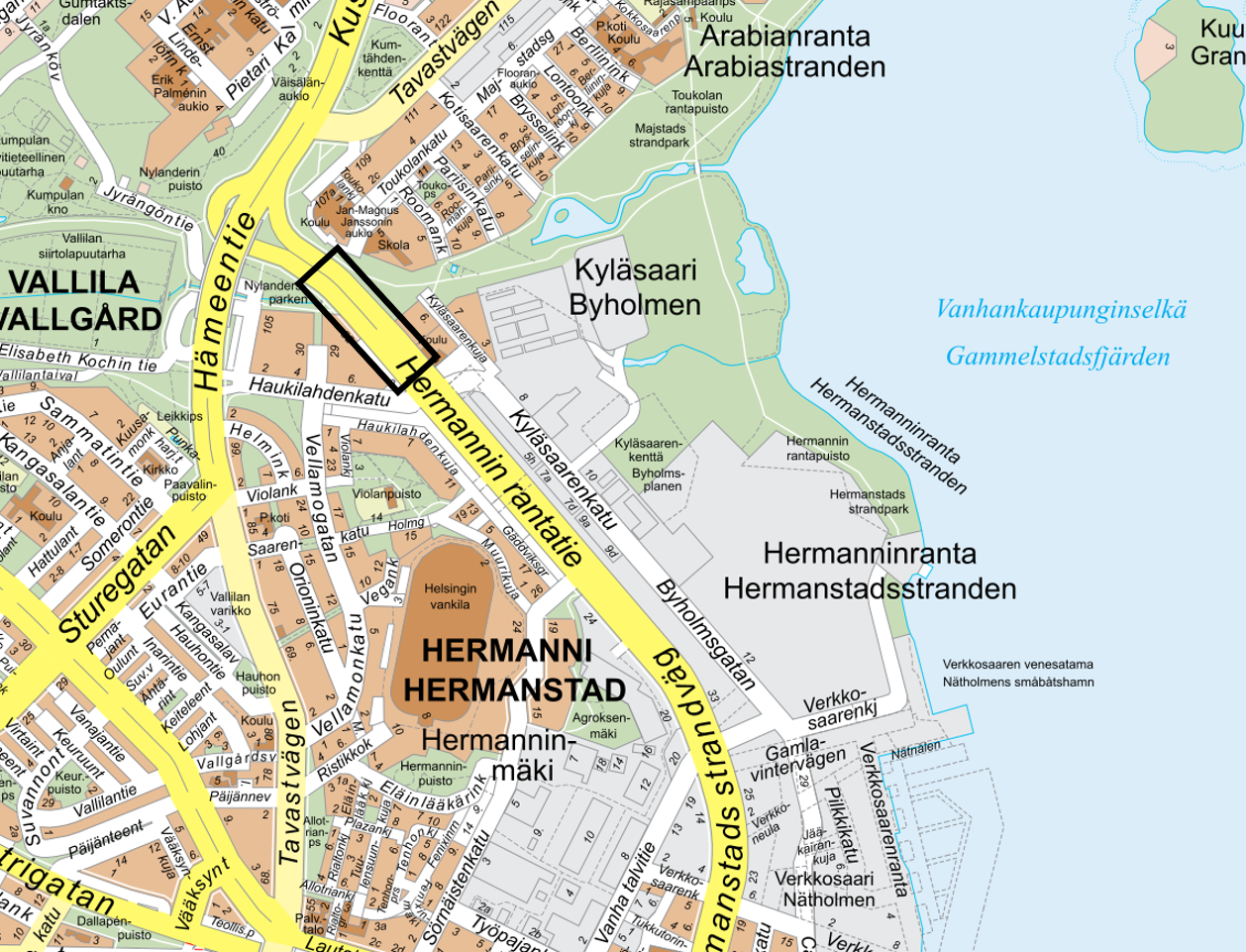 Työalue Hermannin rantatiellä viikoilla 47 ja 48