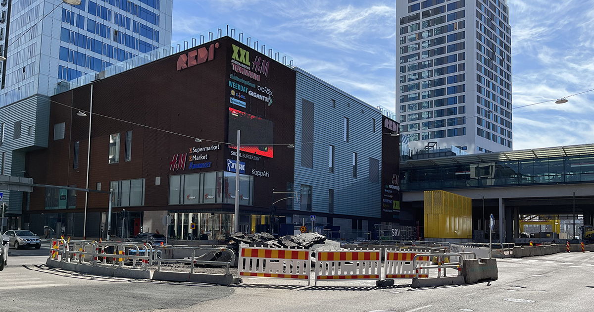 Kuva. Torstaina 11.5. purettava väliaikainen kiertoliittymä.